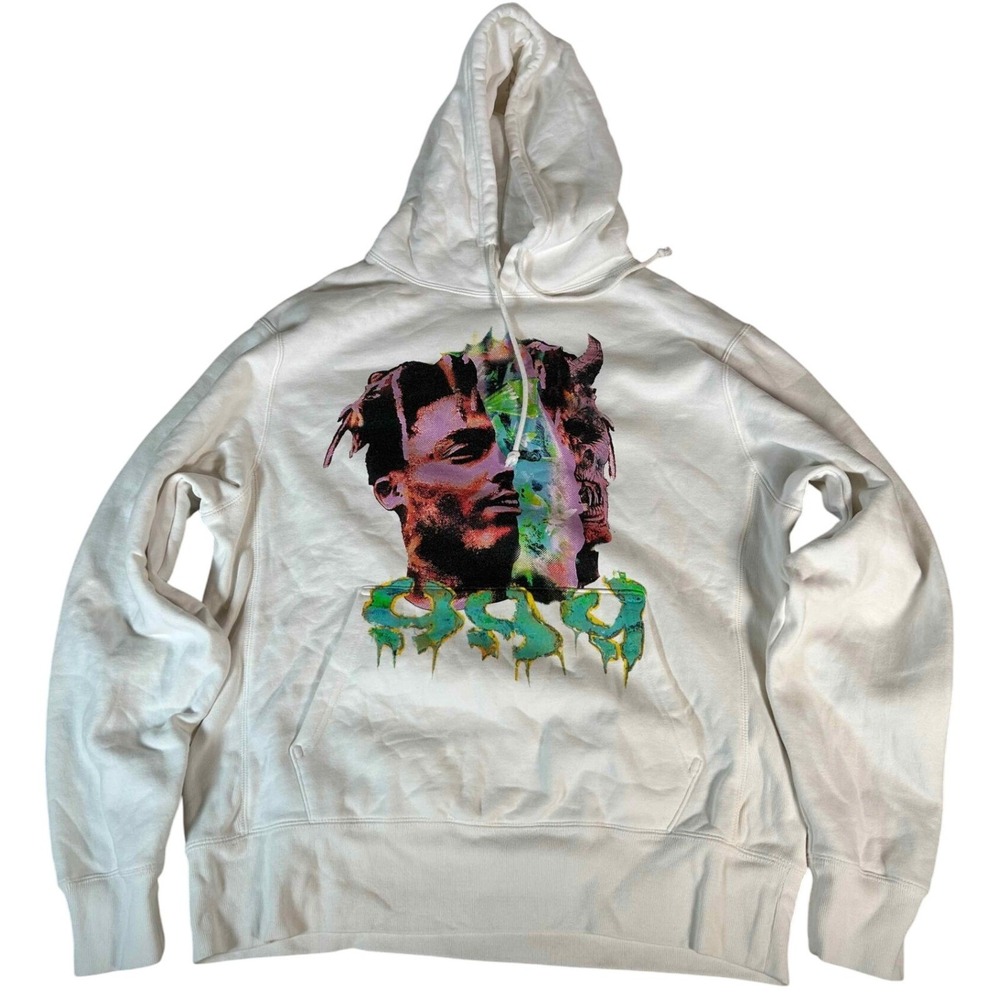 999 Club Juice WRLD White Graphic Hoodie Mens XL Hip Hop Rap Merch Sweatshirt